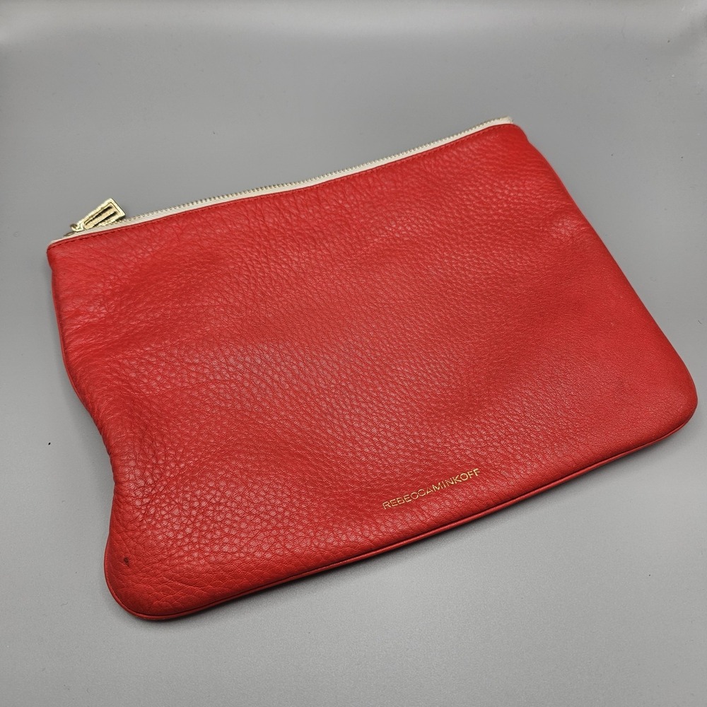 Rebecca Minkoff Monogram "D" Jody Pouch Red Leather Size Medium - Picture 7 of 11